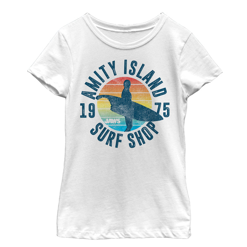 Girl's Jaws Retro Amity Island Surf Shop T-Shirt