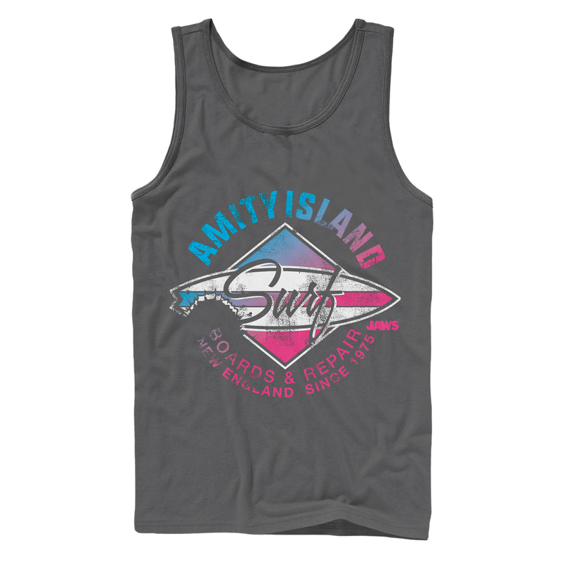 Men's Jaws Amity Island Surfboard Repair Tank Top