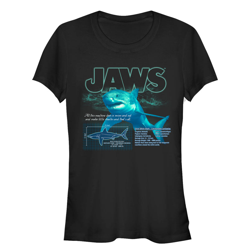 Junior's Jaws Shark Blueprint T-Shirt