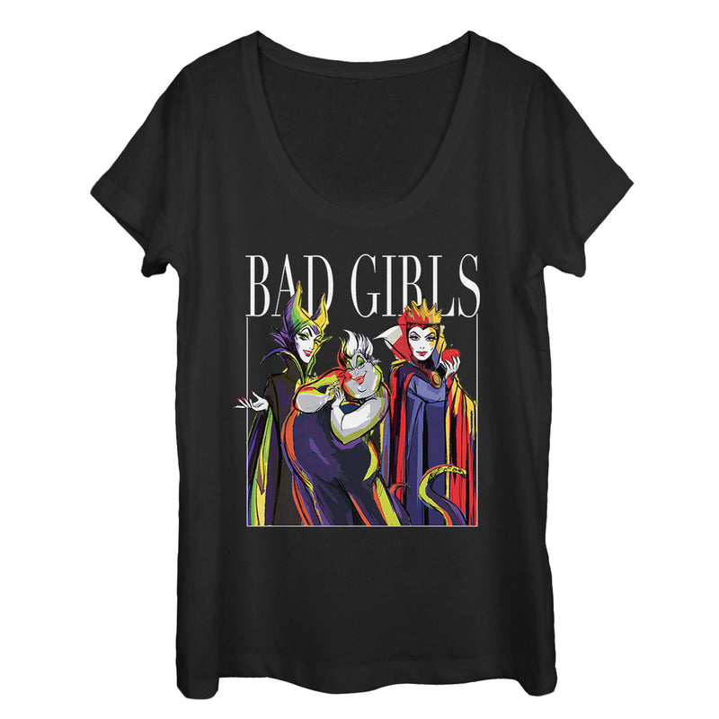 Women's Disney Princesses Artistic Bad Girl Scoop Neck