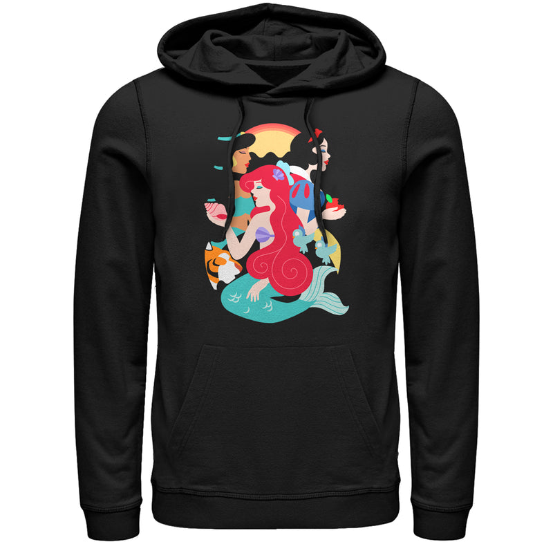 Men's Disney Princesses Cartoon Profile Pull Over Hoodie