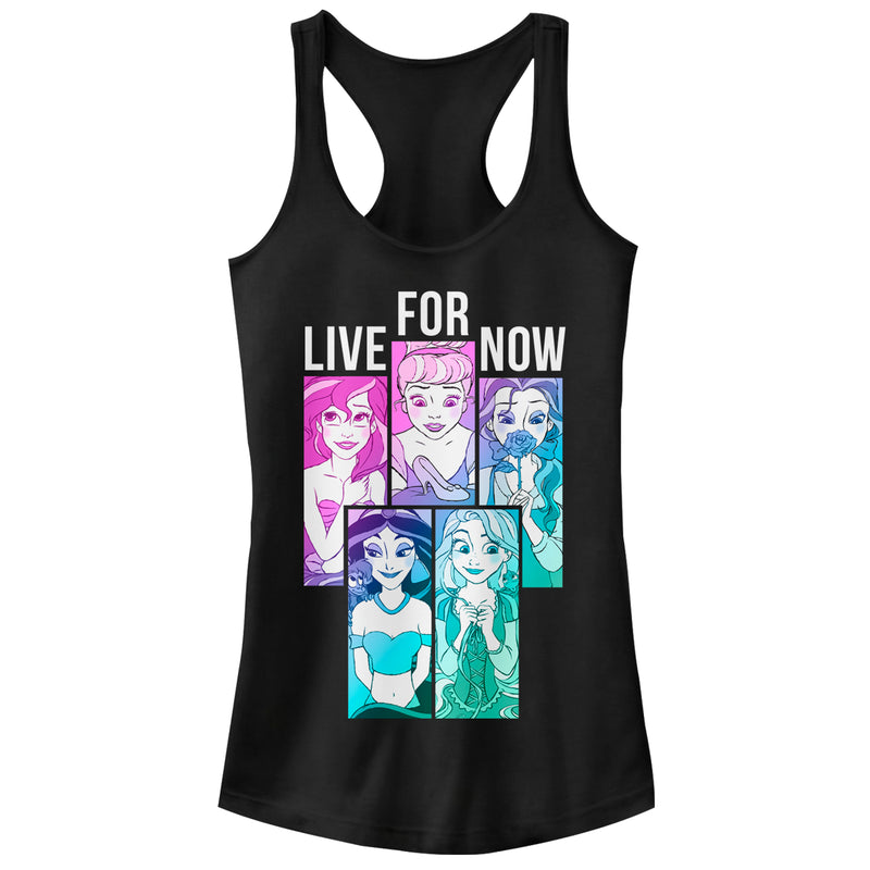 Junior's Disney Princesses Live for Now Racerback Tank Top