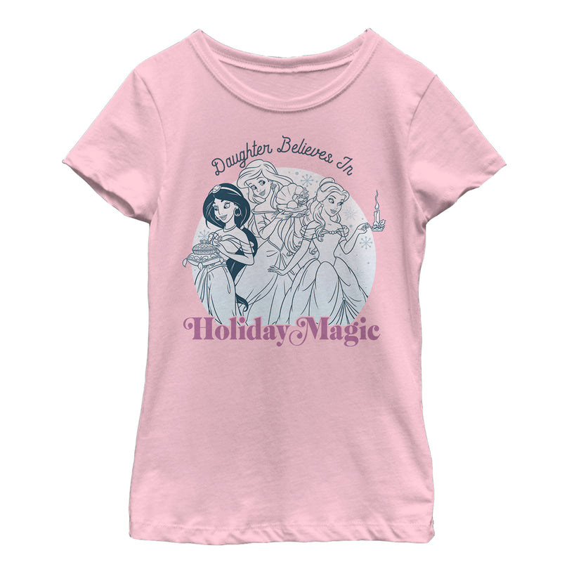 Girl's Disney Princesses Christmas Daughter Belives in Magic T-Shirt