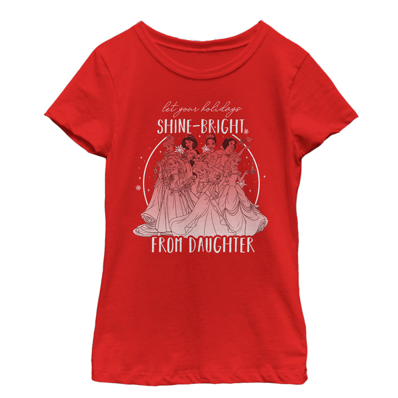 Girl's Disney Princesses Christmas Greetings From Daughter T-Shirt