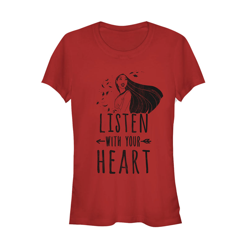 Junior's Pocahontas Listen Heart T-Shirt
