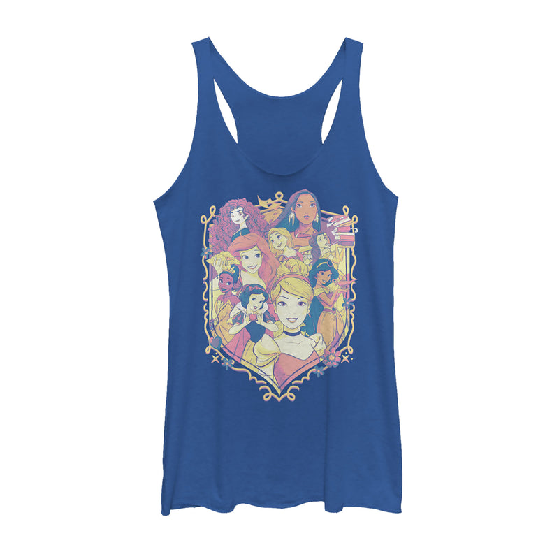 Women's Disney Princesses Collage Emblem Racerback Tank Top