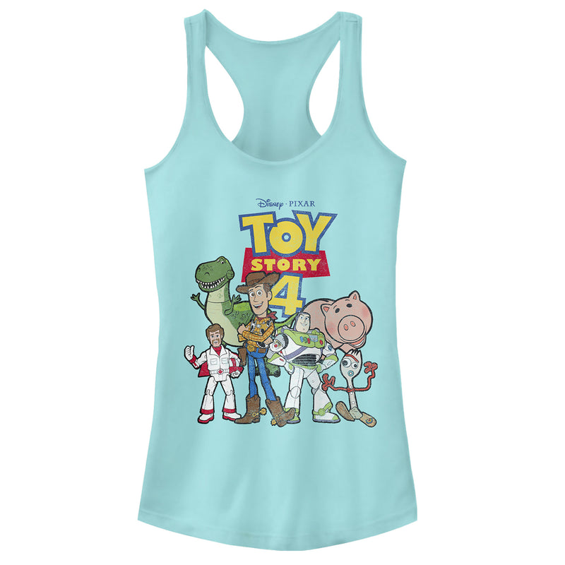 Junior's Toy Story Character Logo Party Racerback Tank Top