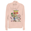 Junior's Toy Story Character Logo Party Cowl Neck Sweatshirt