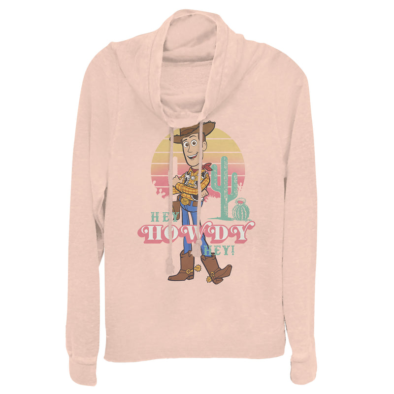 Junior's Toy Story Hey Woody Cowl Neck Sweatshirt