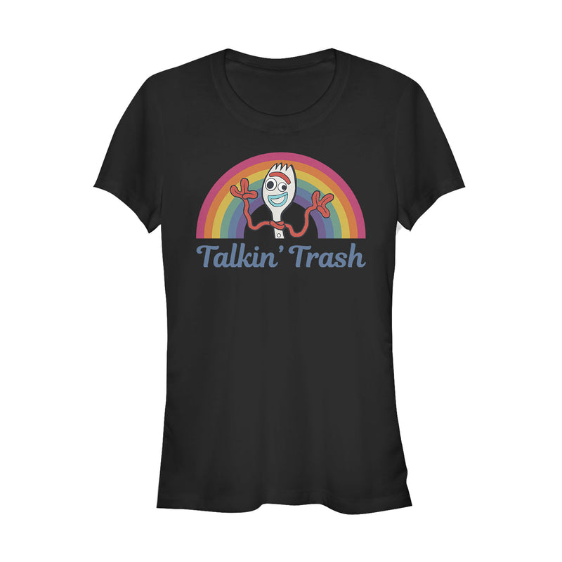 Junior's Toy Story Forky Talkin' Trash Rainbow T-Shirt