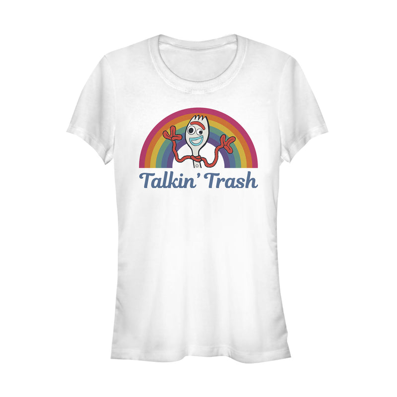 Junior's Toy Story Forky Talkin' Trash Rainbow T-Shirt