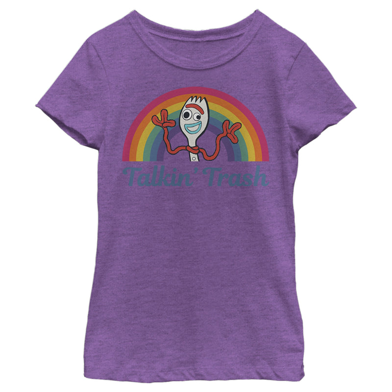 Girl's Toy Story Forky Talkin' Trash Rainbow T-Shirt