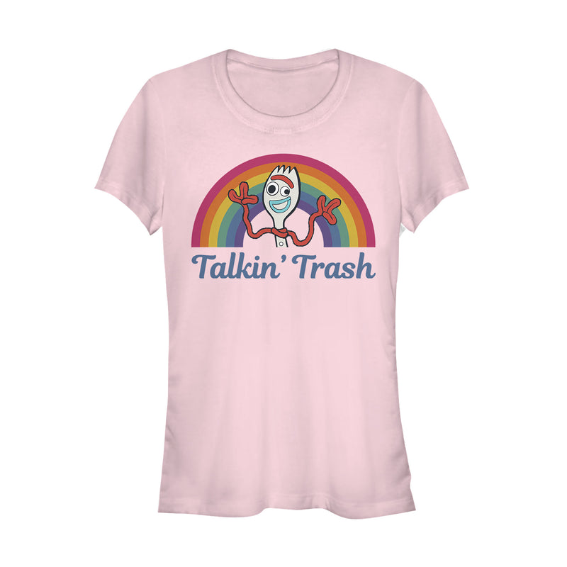 Junior's Toy Story Forky Talkin' Trash Rainbow T-Shirt