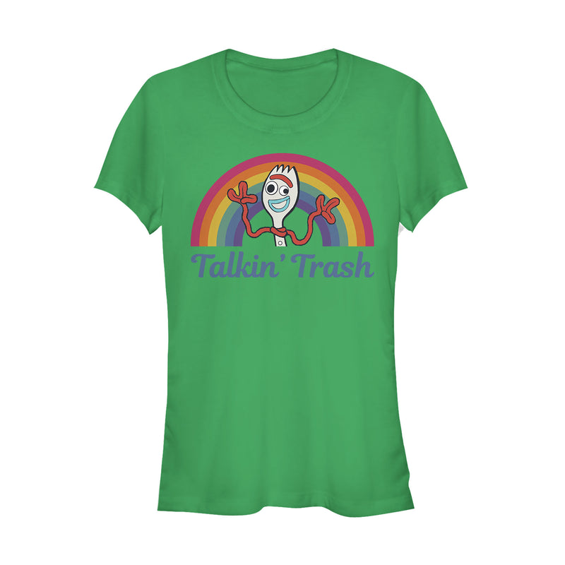 Junior's Toy Story Forky Talkin' Trash Rainbow T-Shirt