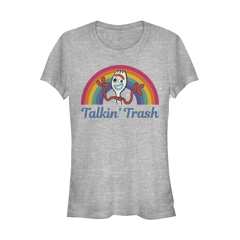 Junior's Toy Story Forky Talkin' Trash Rainbow T-Shirt