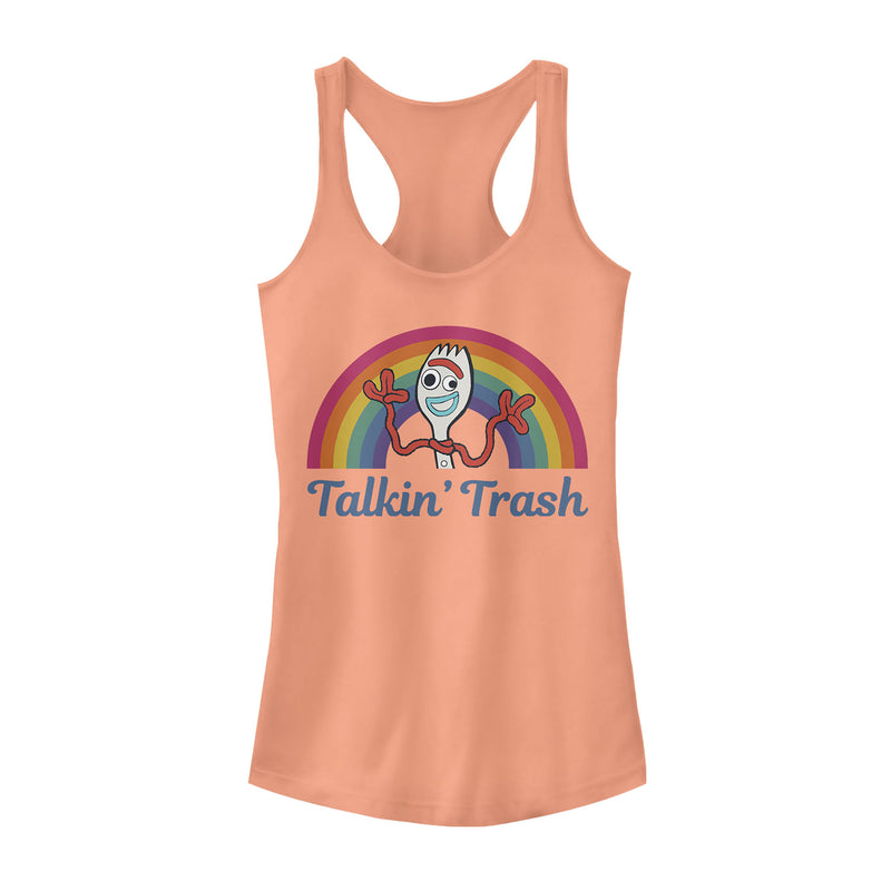 Junior's Toy Story Forky Talkin' Trash Rainbow Racerback Tank Top