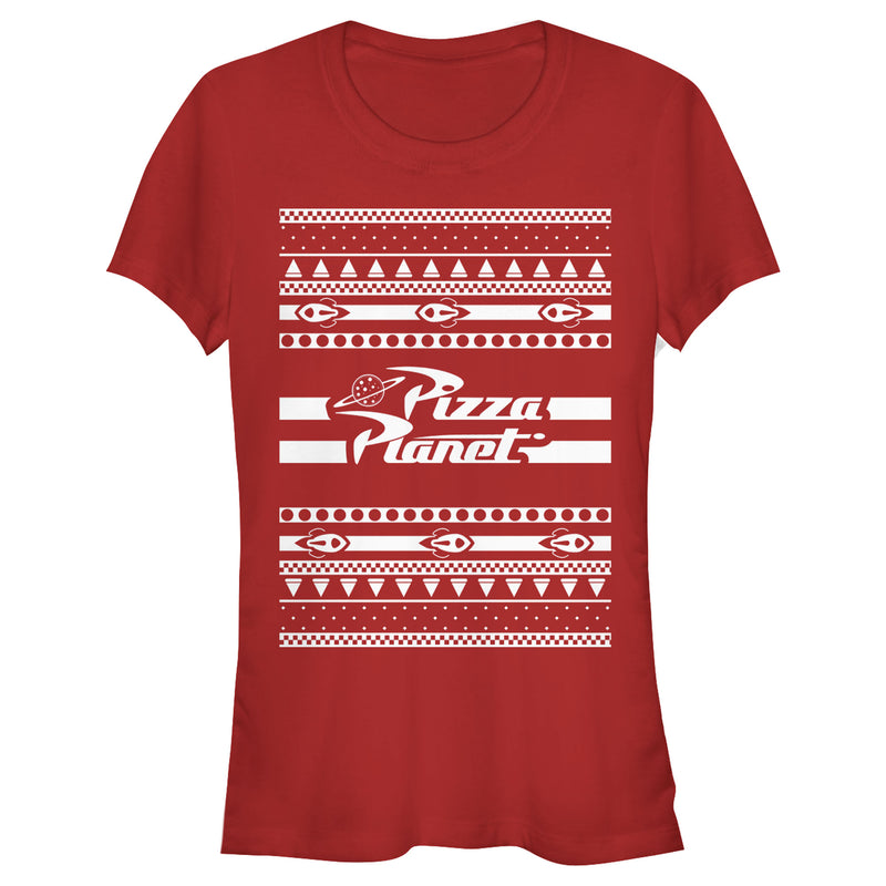 Junior's Toy Story Ugly Christmas Pizza Planet T-Shirt
