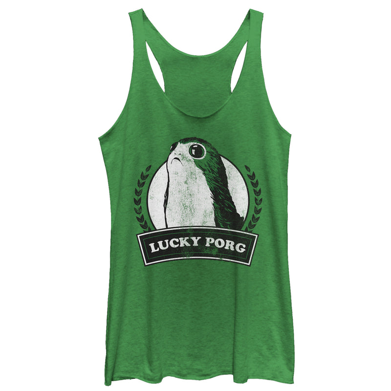 Women's Star Wars The Last Jedi St. Patrick's Day Lucky Porg Racerback Tank Top