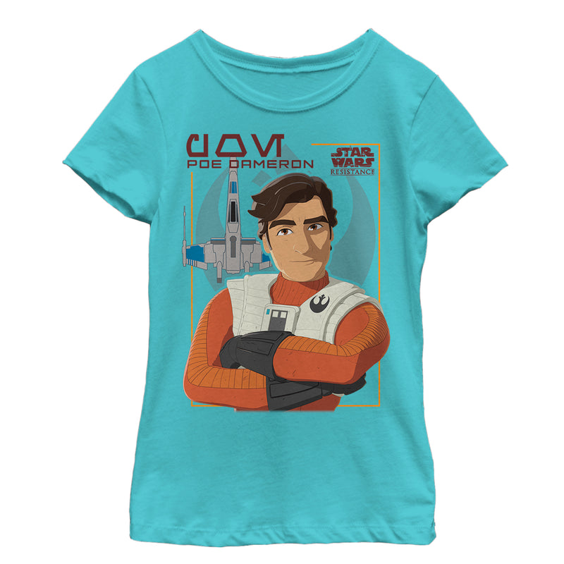 Girl's Star Wars Resistance Poe Dameron Portrait T-Shirt