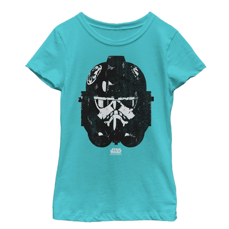 Girl's Star Wars Resistance Grungy Stormtrooper Helmet T-Shirt