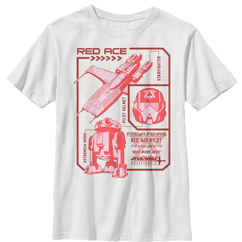 Boy's Star Wars Resistance Ace Schematic Detail T-Shirt