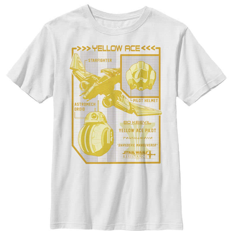 Boy's Star Wars Resistance Yellow Ace Schematic Detail T-Shirt