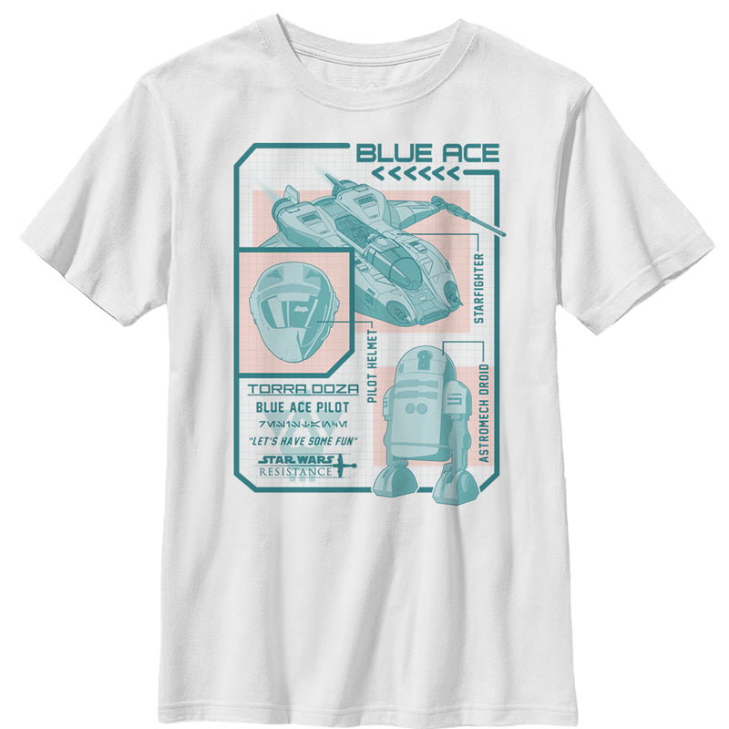 Boy's Star Wars Resistance Ace Schematic Detail T-Shirt
