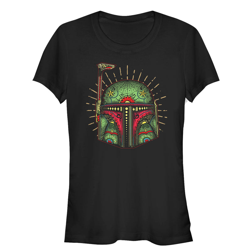 Junior's Star Wars Sugar Skull Boba Fett Glow T-Shirt