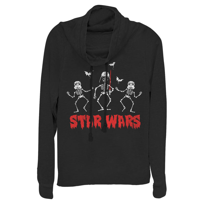 Junior's Star Wars Halloween Vader Skeletons Cowl Neck Sweatshirt