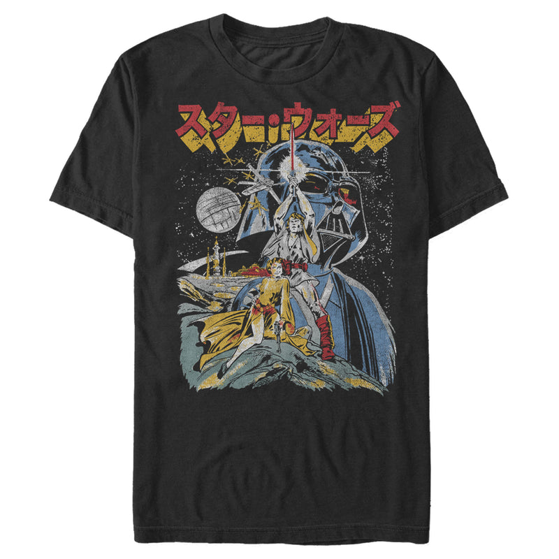 Men's Star Wars Retro Darth Vader Kanji Poster T-Shirt