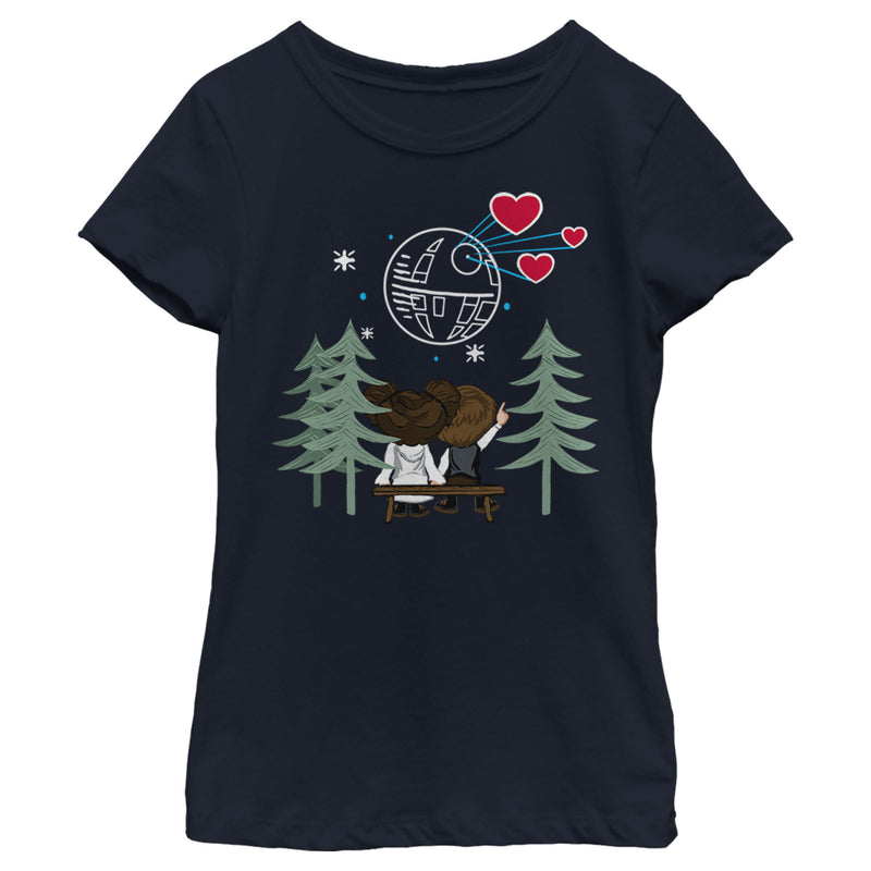 Girl's Star Wars Valentine's Day Han and Leia Holding Hands T-Shirt