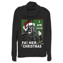 Junior's Star Wars Christmas Vader I Am Your Father Cowl Neck Sweatshirt