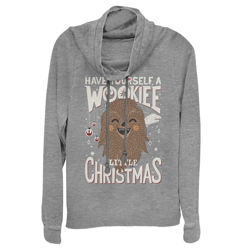 Junior's Star Wars Christmas Have Yourself a Wookie Cowl Neck Sweatshirt