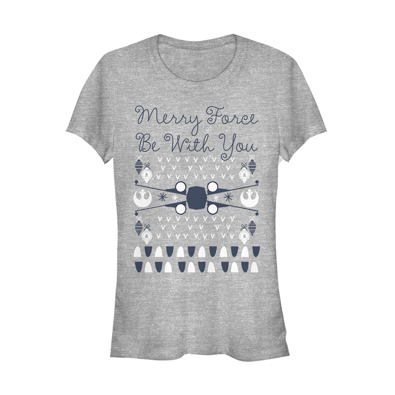 Junior's Star Wars Christmas Force Be With You T-Shirt