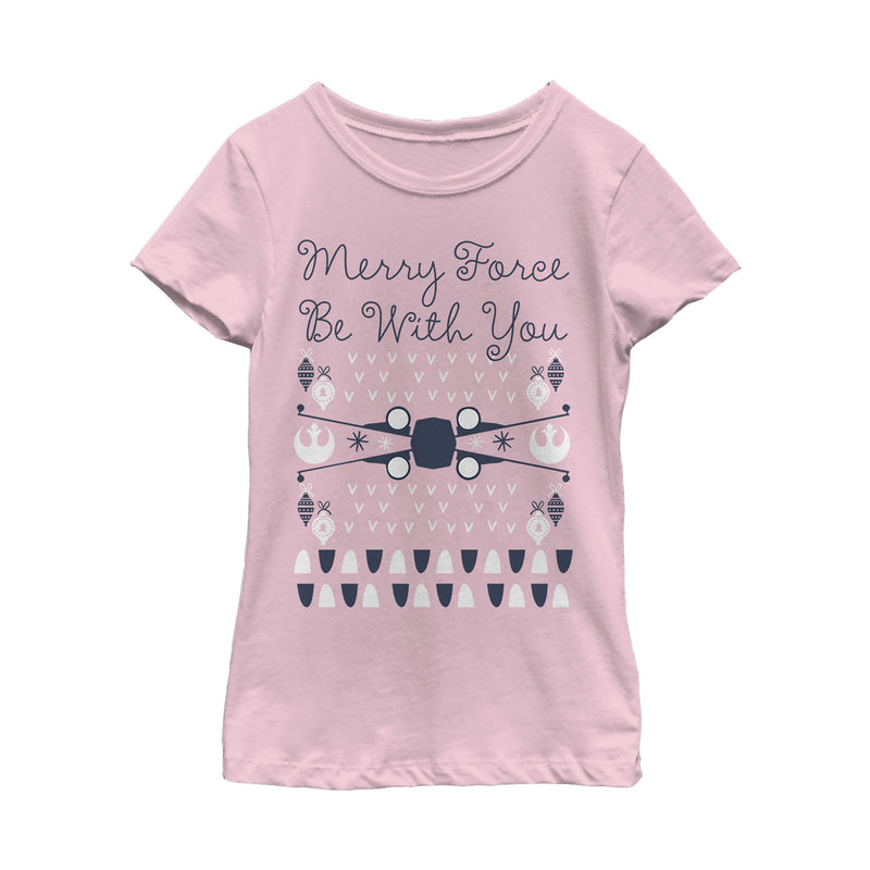 Girl's Star Wars Christmas Force Be With You T-Shirt