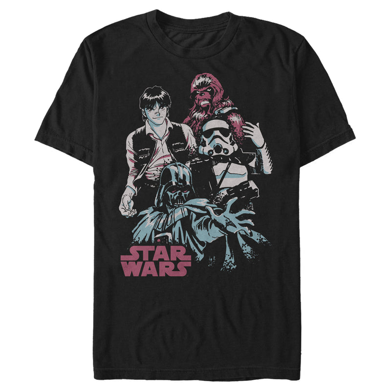 Men's Star Wars Retro Animation Character Line-Up T-Shirt