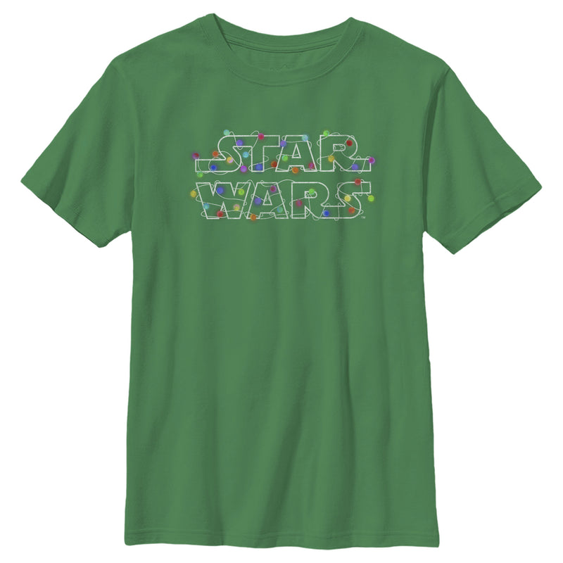 Boy's Star Wars Christmas Logo String Lights T-Shirt