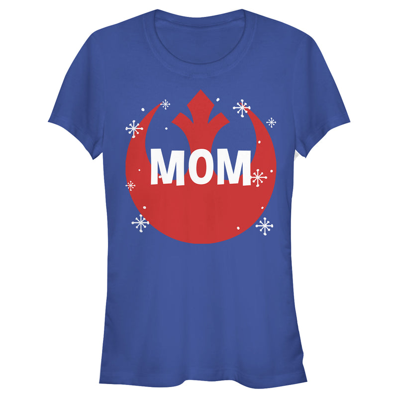 Junior's Star Wars Mom Snowflake Rebel Logo T-Shirt