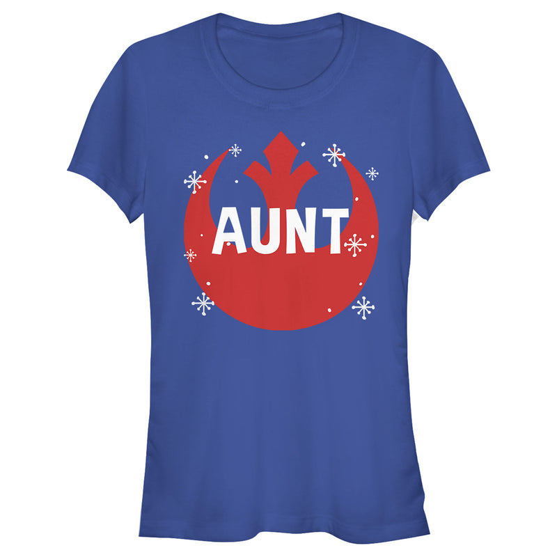 Junior's Star Wars Aunt Snowflake Rebel Logo T-Shirt