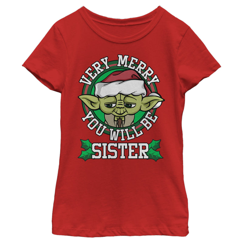 Girl's Star Wars Yoda Very Merry Sister T-Shirt