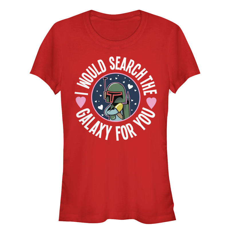 Junior's Star Wars Valentine Boba Fett Search the Galaxy T-Shirt