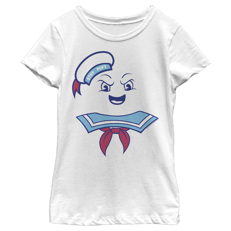Girl's Ghostbusters Stay Puft Marshmallow Man Face T-Shirt