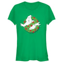 Junior's Ghostbusters Christmas Wreath Logo T-Shirt