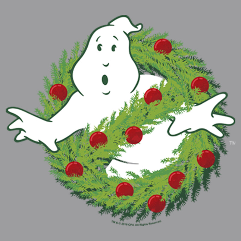 Boy's Ghostbusters Christmas Wreath Logo Pull Over Hoodie