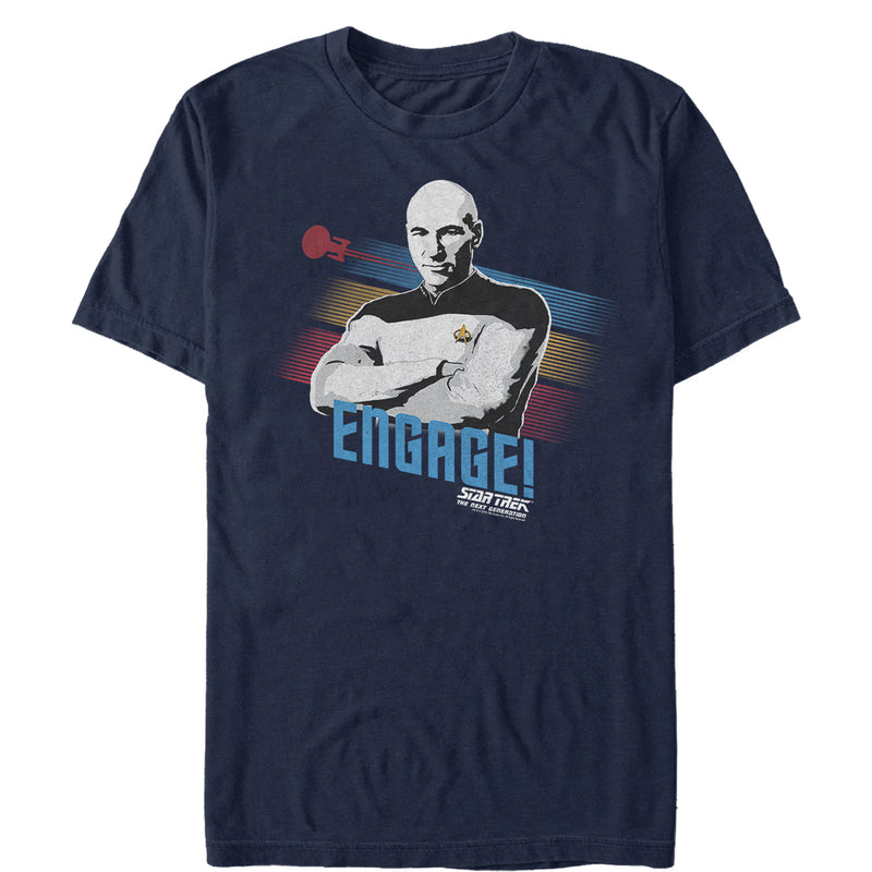 Men's Star Trek: The Next Generation Captain Picard Color Streak Engage T-Shirt