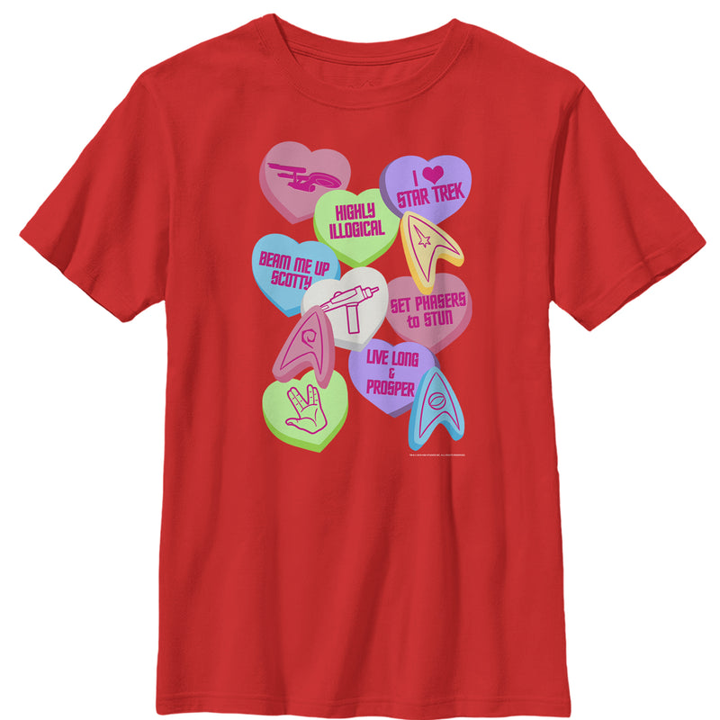 Boy's Star Trek Valentine's Starfleet Candy Hearts T-Shirt