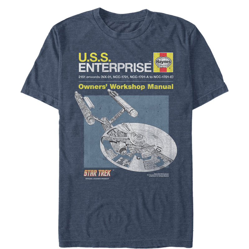 Men's Star Trek USS Enterprise Workshop Owners' Manual T-Shirt