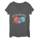 Women's CHIN UP Knitting Takes Balls Scoop Neck