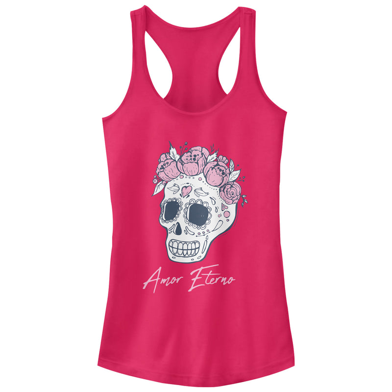 Junior's CHIN UP Amor Eterno Skull Racerback Tank Top