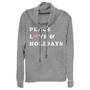 Junior's CHIN UP Christmas Peace & Love Cowl Neck Sweatshirt